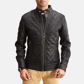 Arbet Black Leather Quilted Jacket