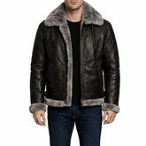 B3 Bomber Sheepskin Men’s Black Jacket | Leather Factor