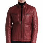 Crimson Biker Leather Jacket