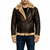 Brown B3 RAF Aviator Bomber Shearling Leather Jacket | Leather Factor