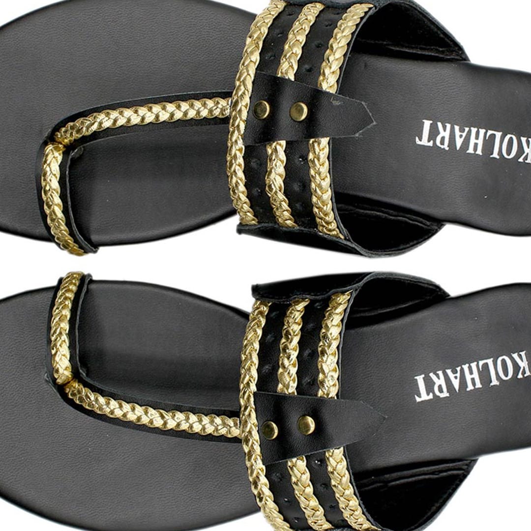 Cedar Black Nappa Kolhapuri Sandal – leather sole