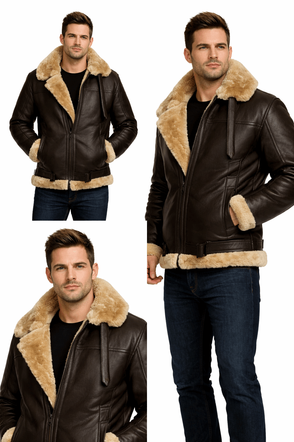 Brown B3 RAF Aviator Bomber Shearling Leather Jacket | Leather Factor