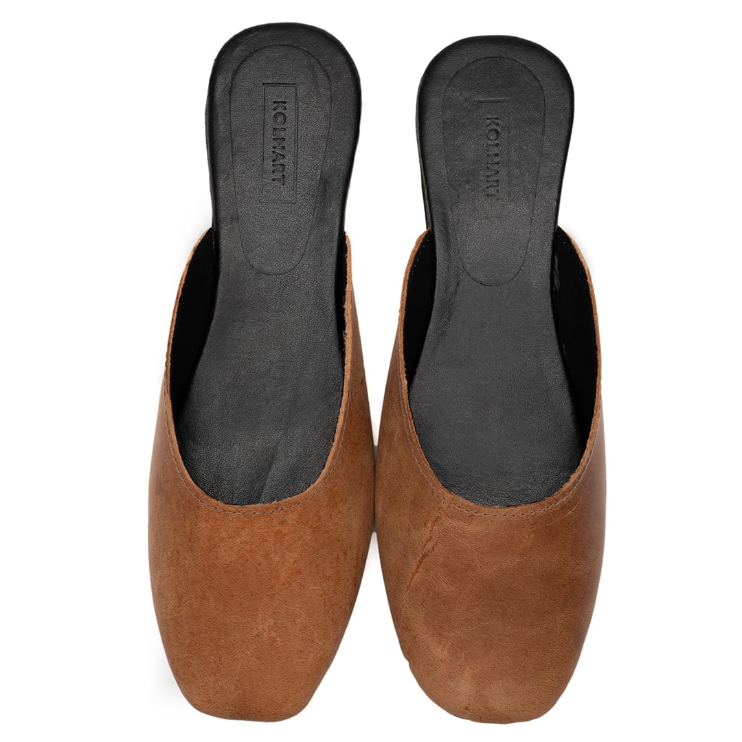 Dara Tan Leather Mule – leather and rubber sole