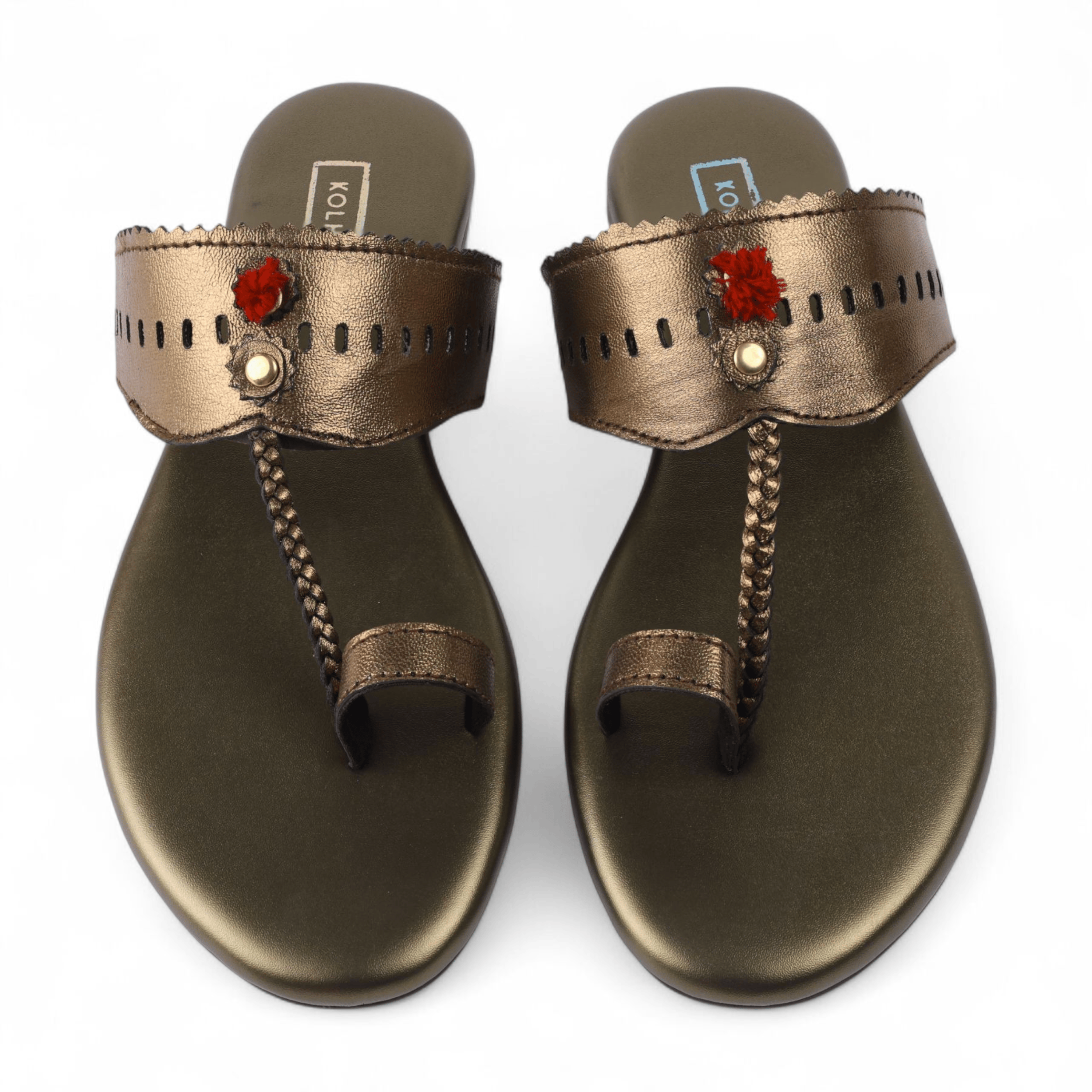Hazel Copper Leather Kolhapuri Sandal – for festive, holiday, casual wear