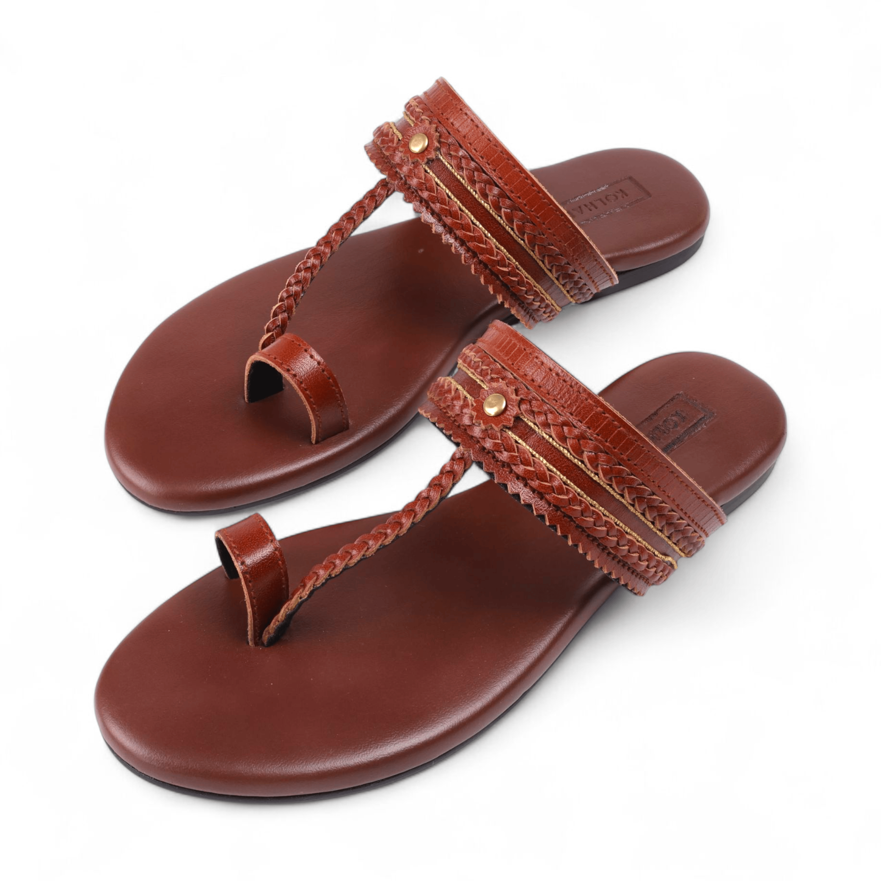 Inara Tan Leather Kolhapuri Sandal – leather sole