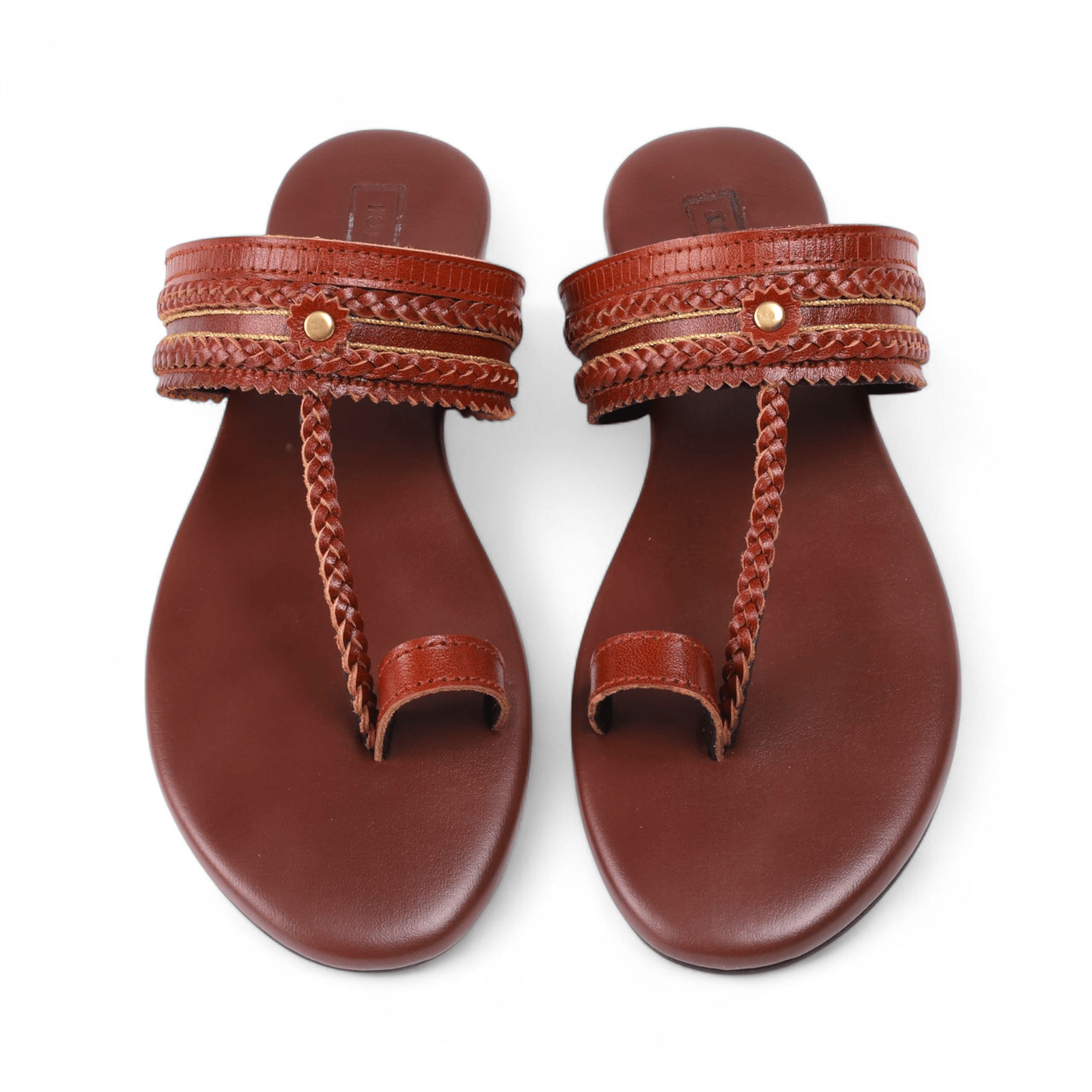Inara Tan Leather Kolhapuri Sandal – for casual, festive, holiday wear