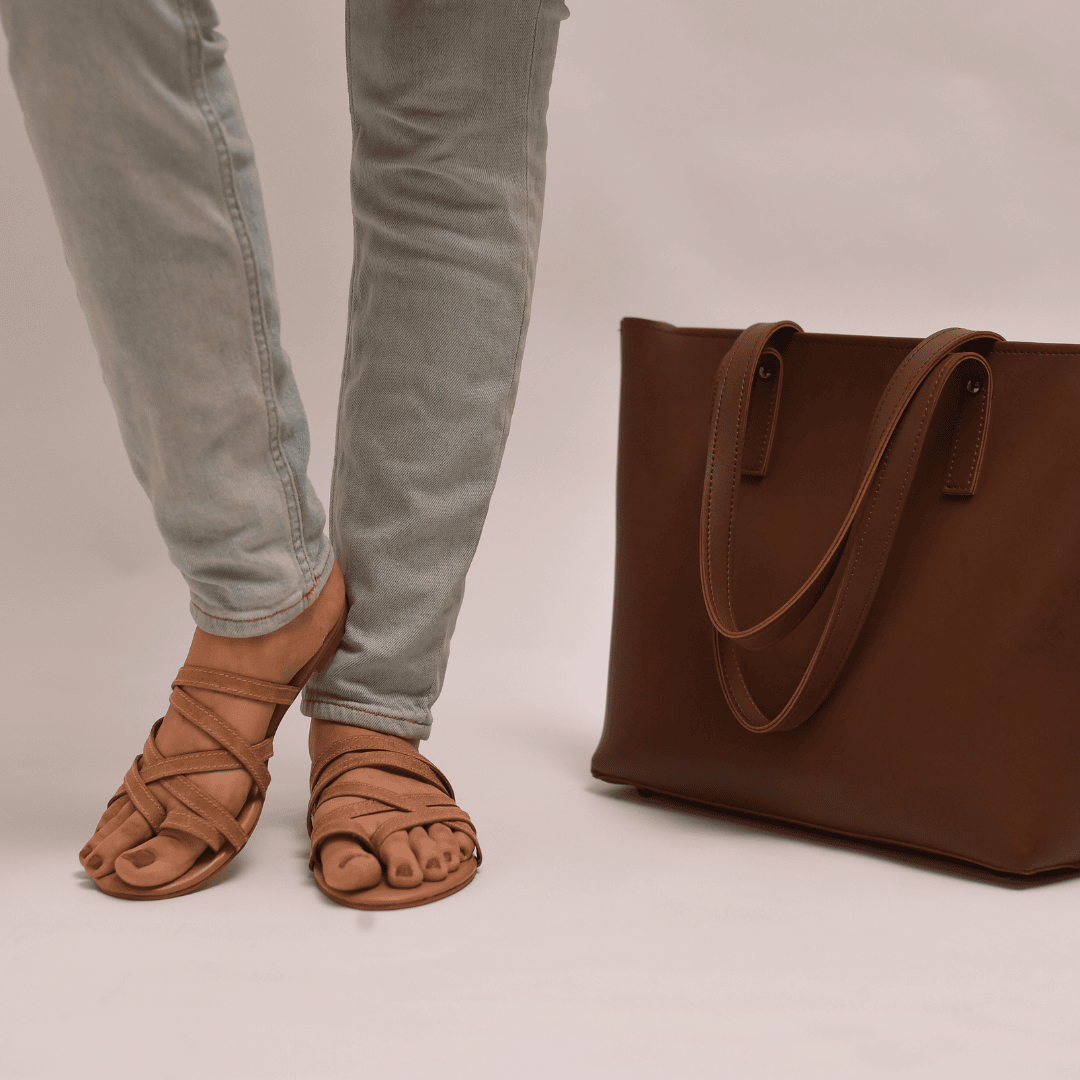 Inara Tan Leather Sandal – available in UK sizes 6–13