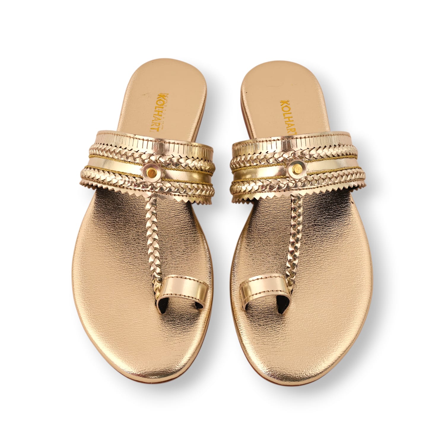 Indigo Gold Leather Kolhapuri Sandal – leather sole