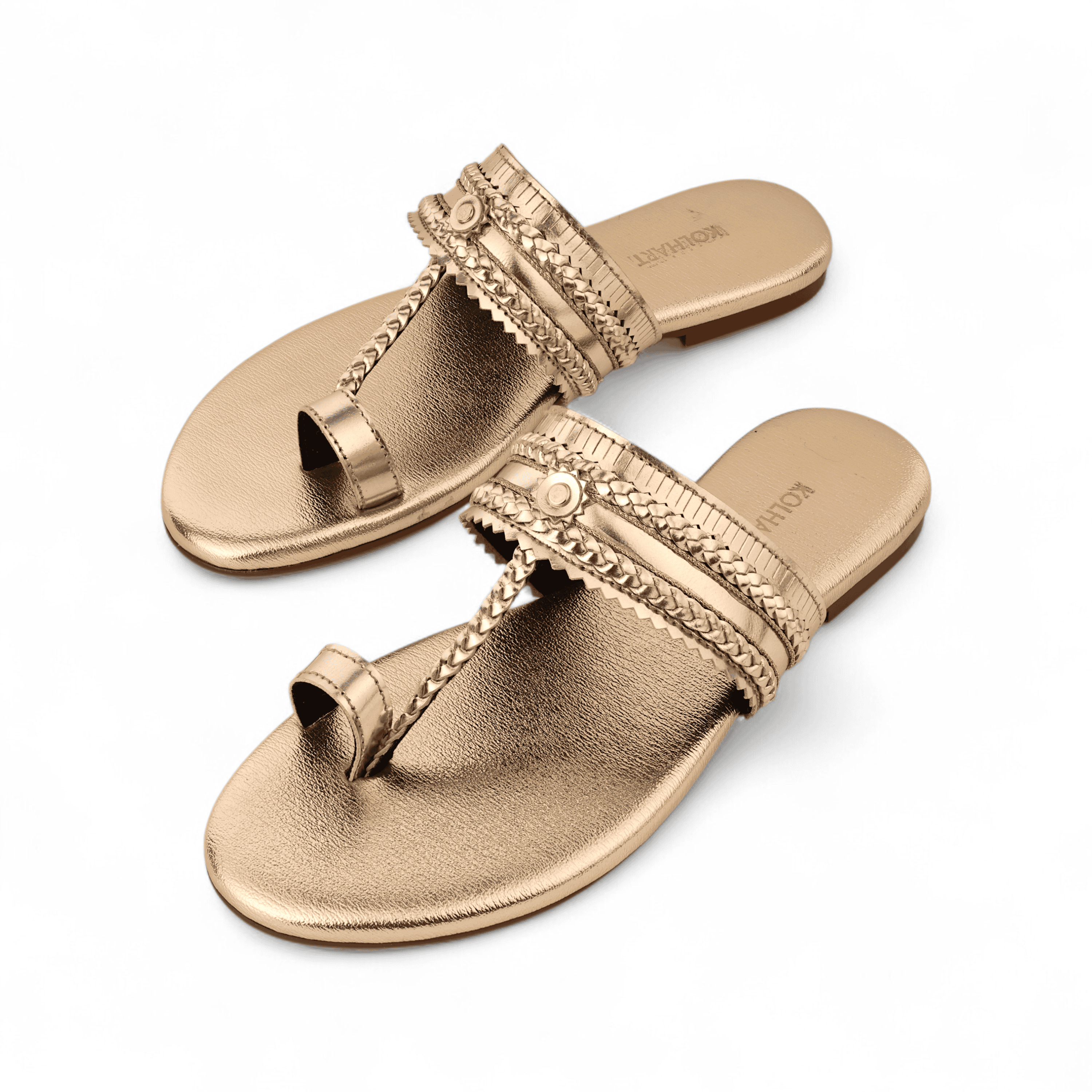 Indigo Gold Leather Kolhapuri Sandal – for festive, evening, holiday wear
