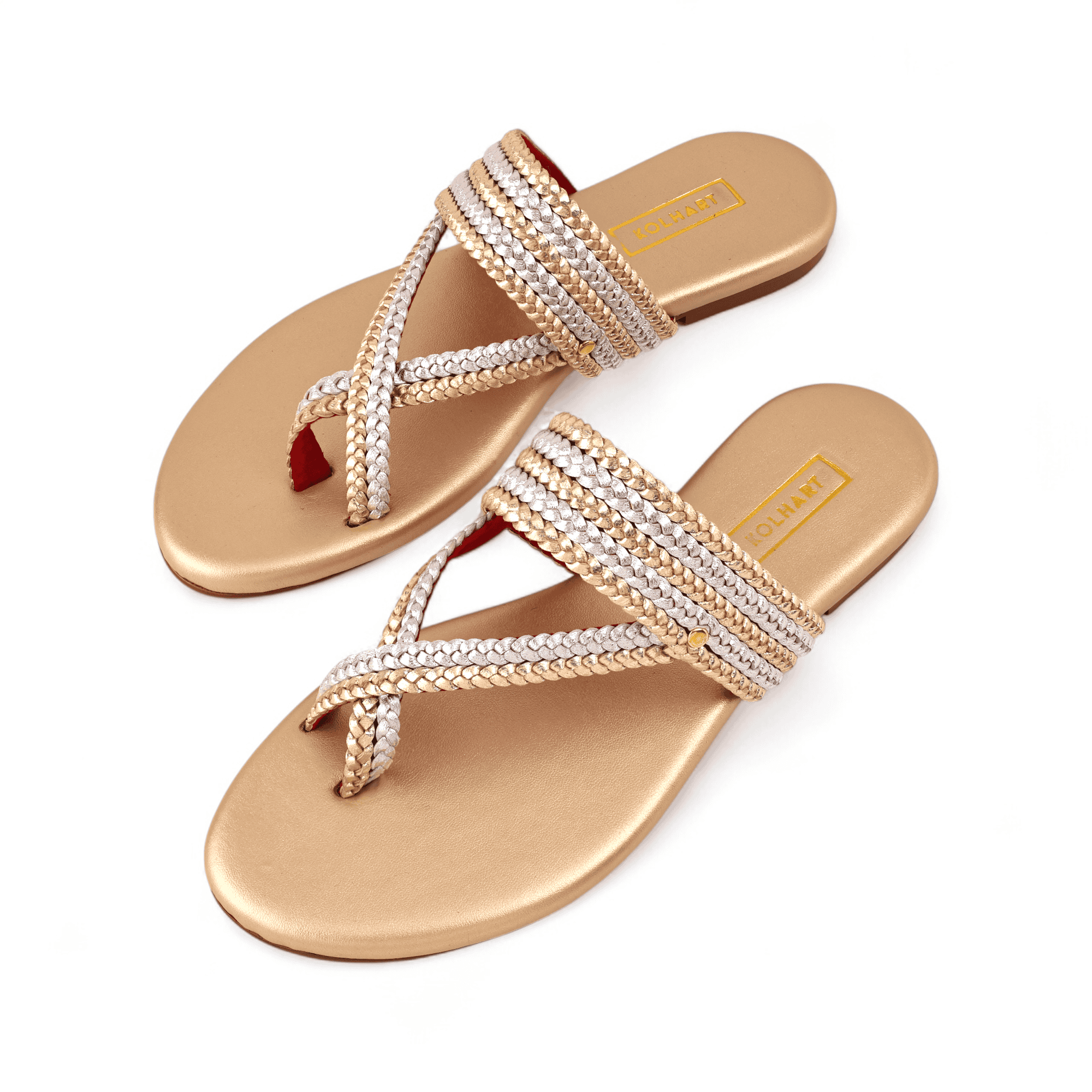 Laila Metallic Leather Sandal – leather and rubber sole