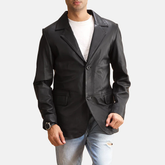 Madon Black Leather Blazer Jacket