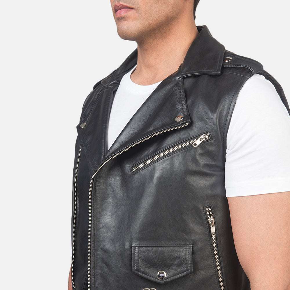 Vitet Black Leather Vest