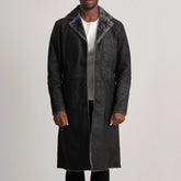 Tidion Black Leather Coat Jacket