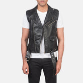 Vitet Black Leather Vest