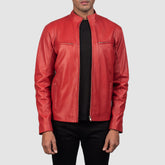 Jopix Red Leather Biker Jacket