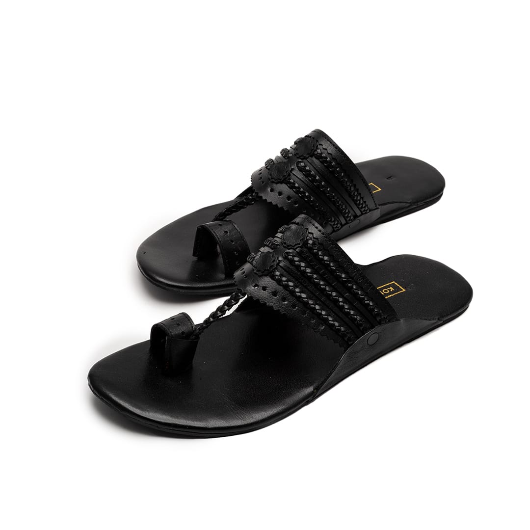 Saffron Kolhapuri Sandal – leather sole