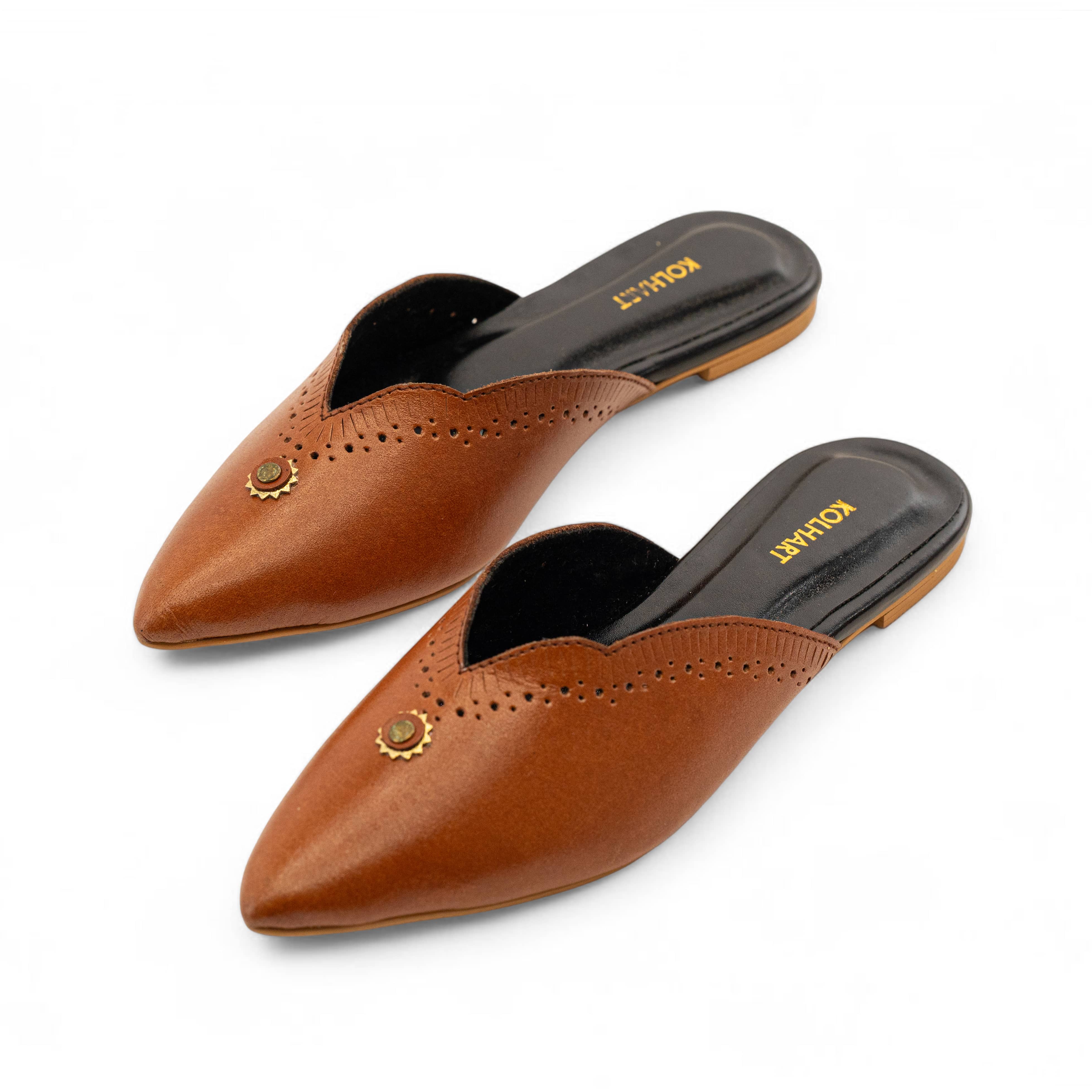 Samara Brown Leather Mule – available in UK sizes 6–13