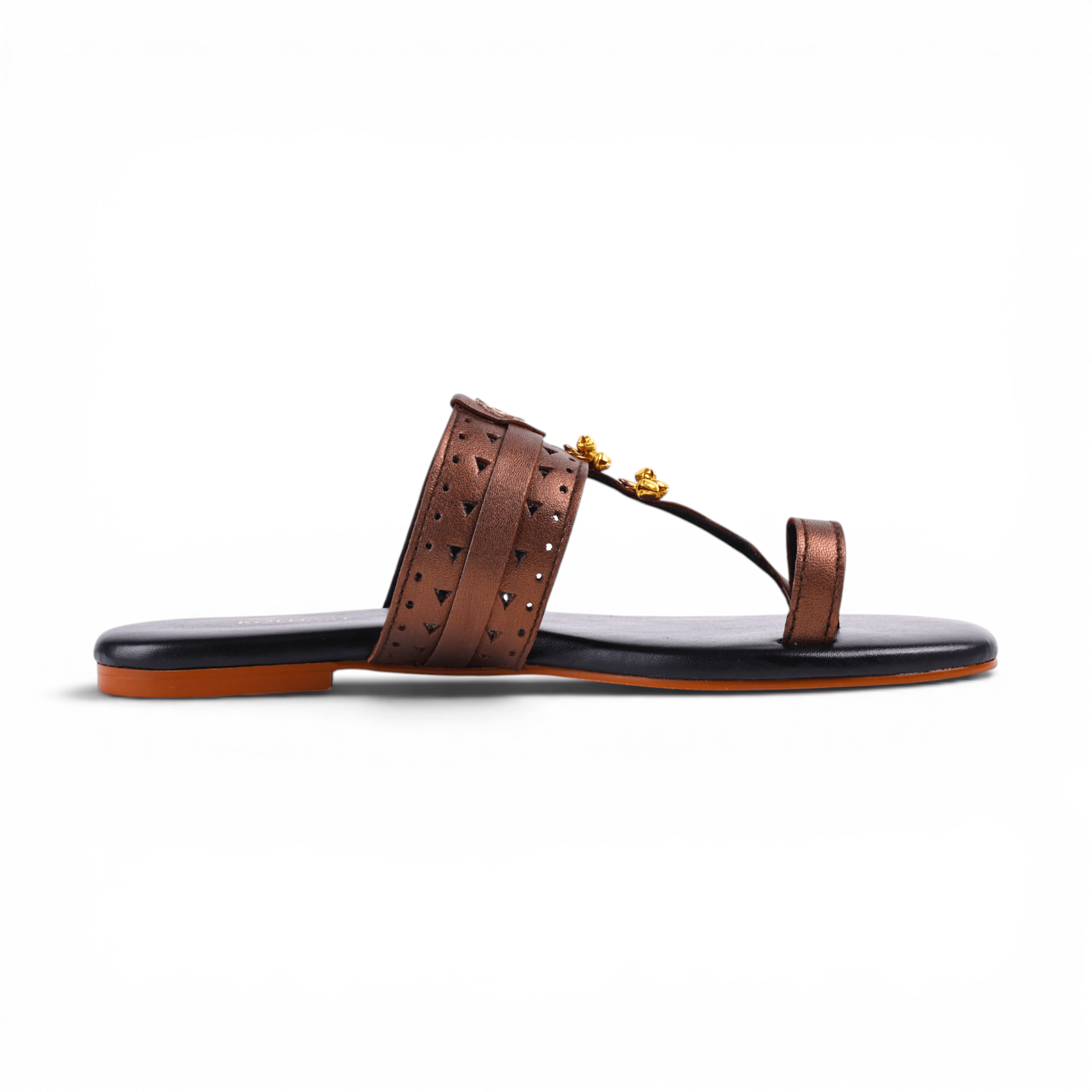 Samara Brown Metallic Kolhapuri Sandal – The Leather Factor