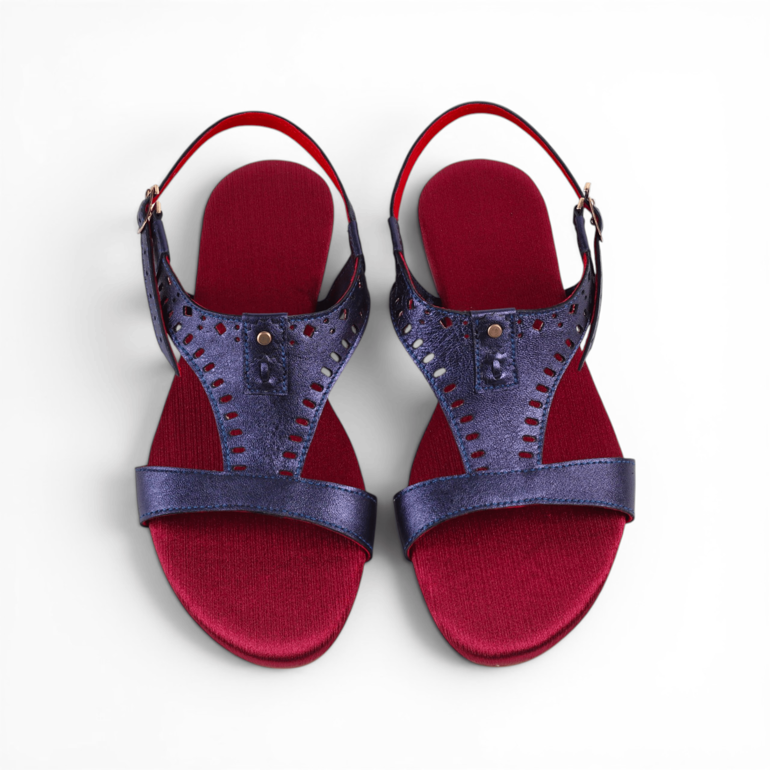 Shah Blue Metallic Gladiator Sandal – leather and rubber sole