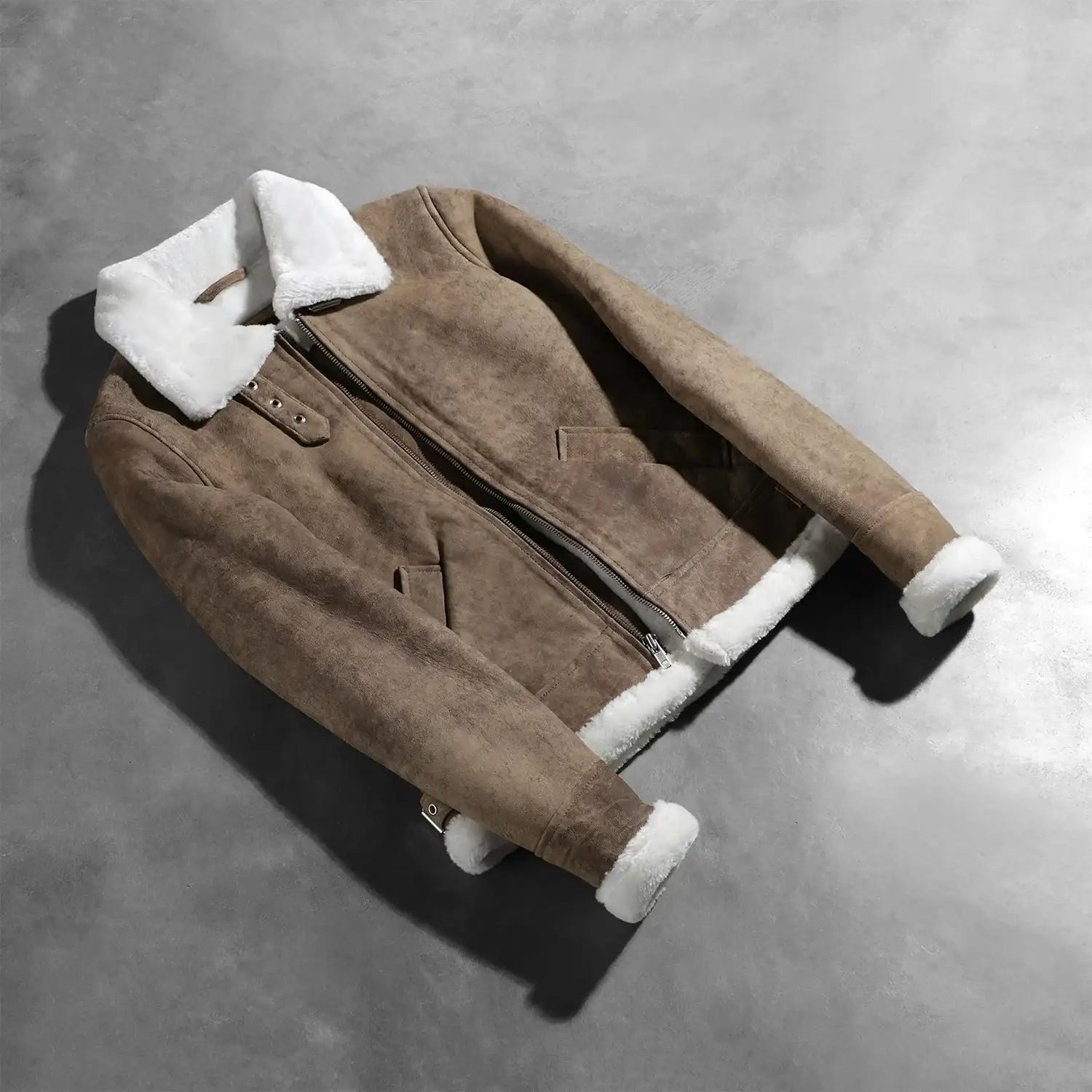 Zesen Brown Leather Bomber Jacket