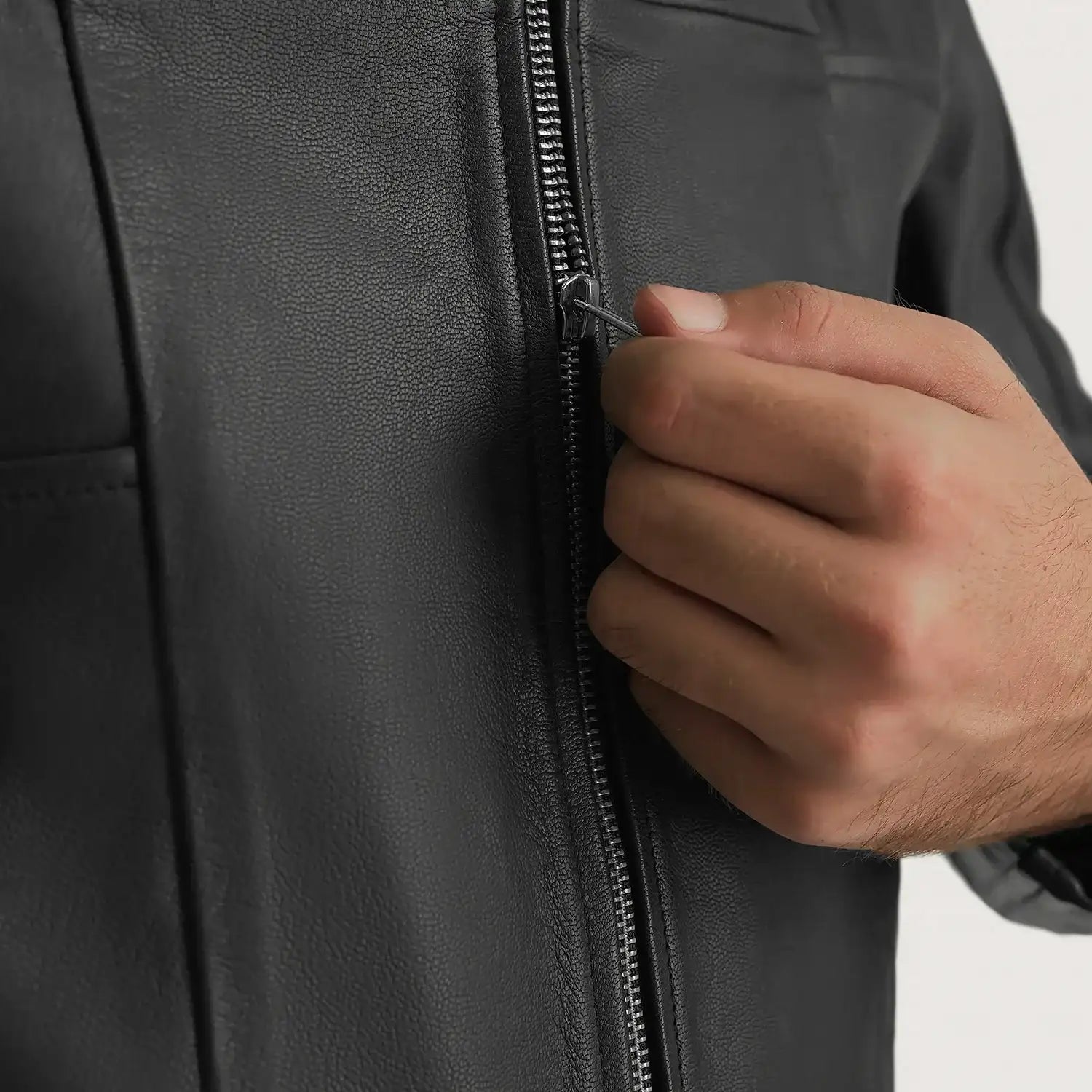 Tasas Black Leather Hooded Jacket