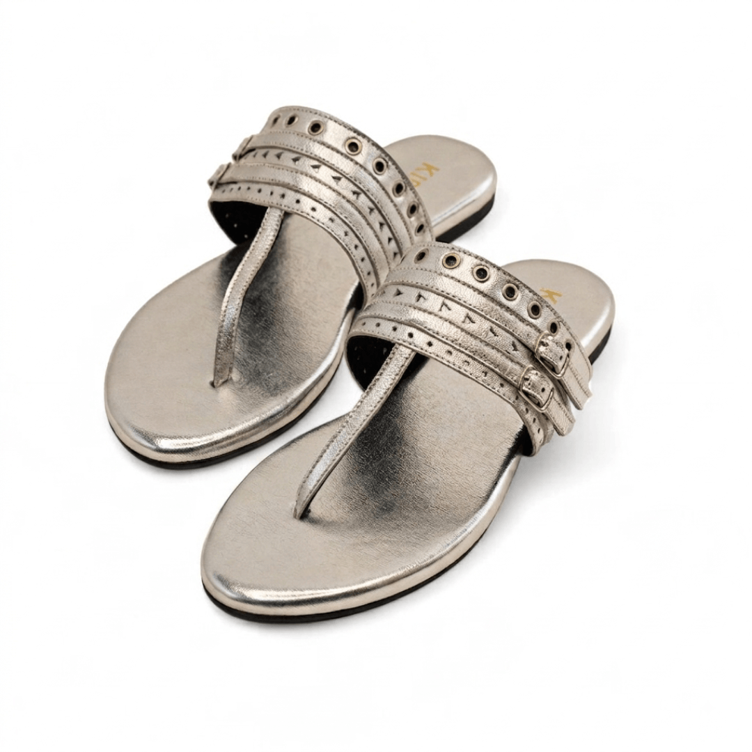 Inara Silver Leather Sandal – for casual, holiday, evening wear