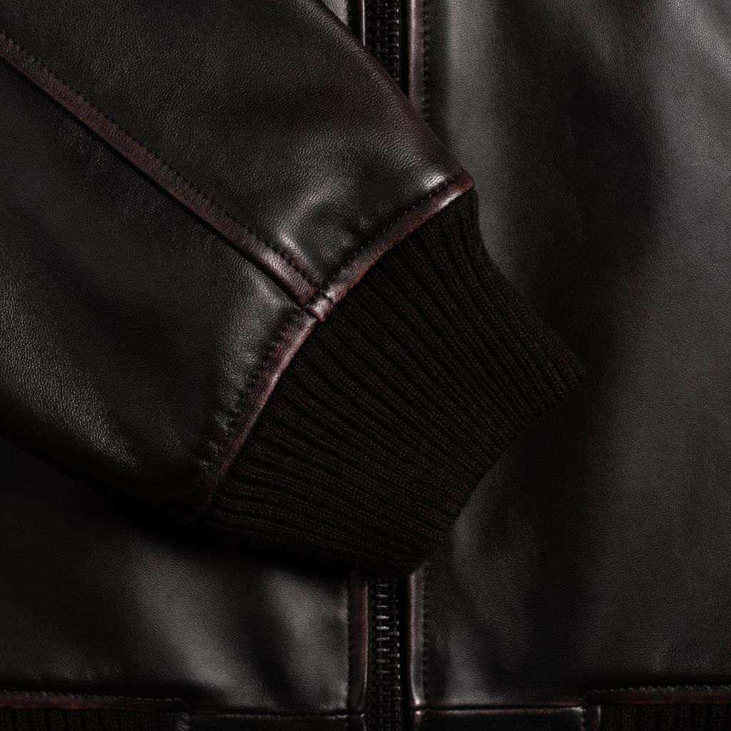 Midnight Crest Leather Bomber Jacket