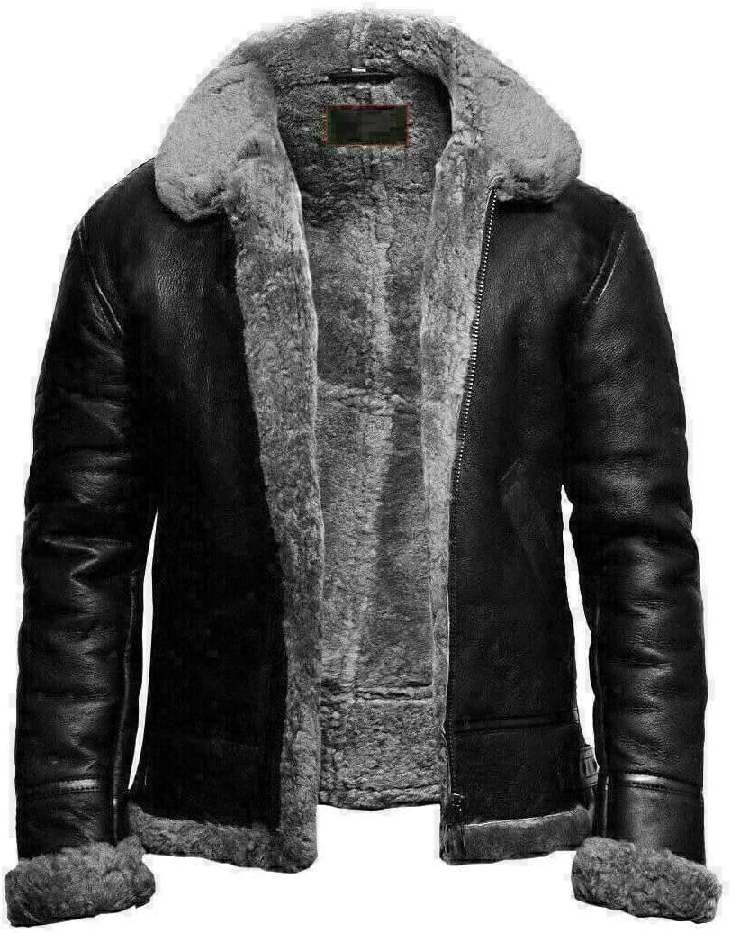 B3 Bomber Sheepskin Men’s Black Jacket | Leather Factor