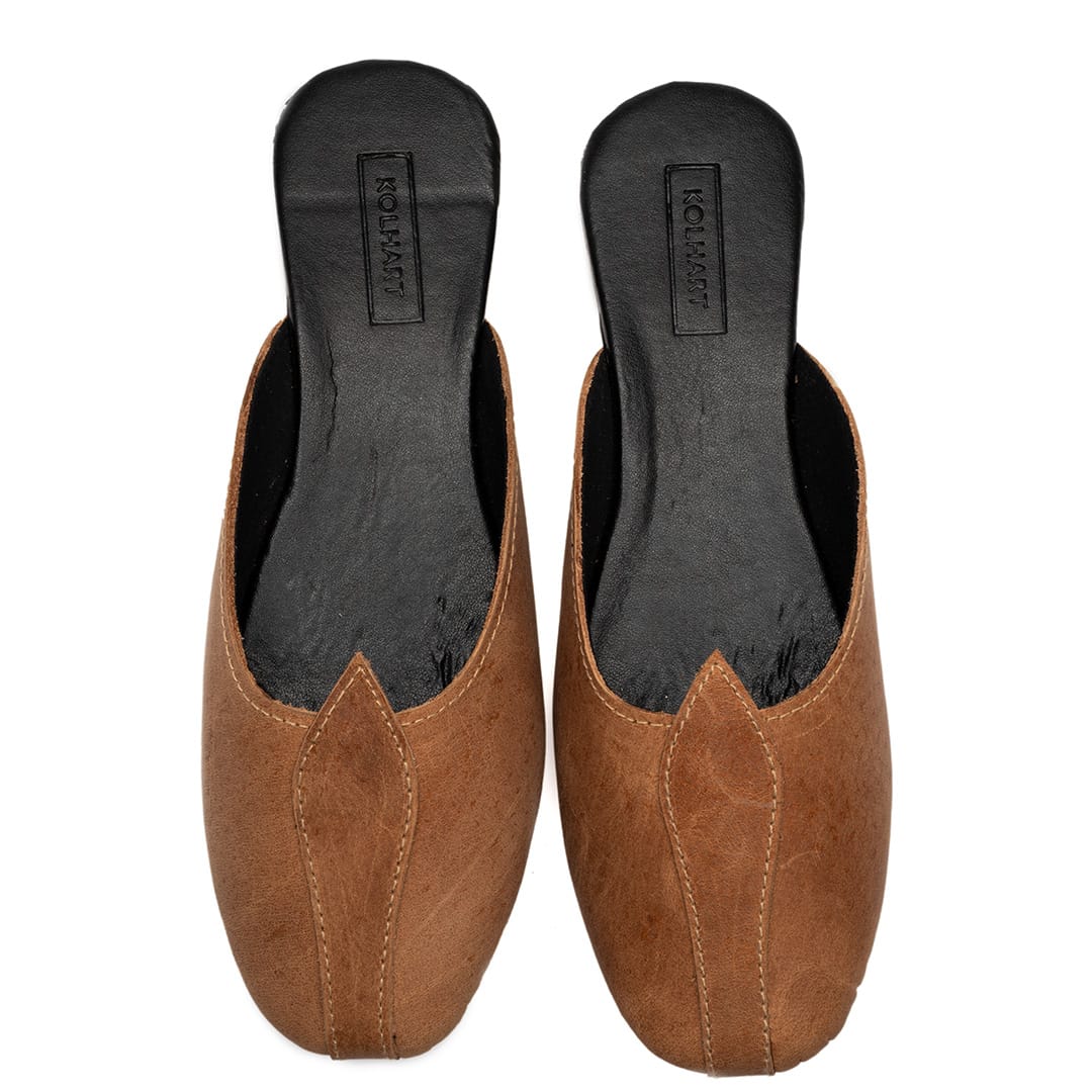 Afreen Tan Leather Mule – available in UK sizes 6–13