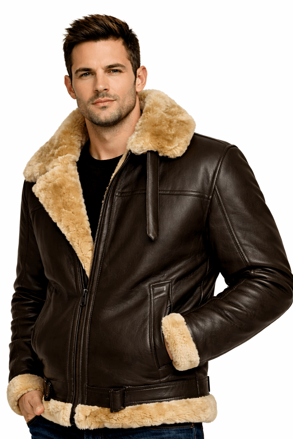 Brown B3 RAF Aviator Bomber Shearling Leather Jacket | Leather Factor