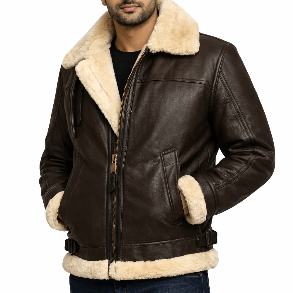Classic B-3 Sheepskin Leather Bomber Jacket | Leather Factor