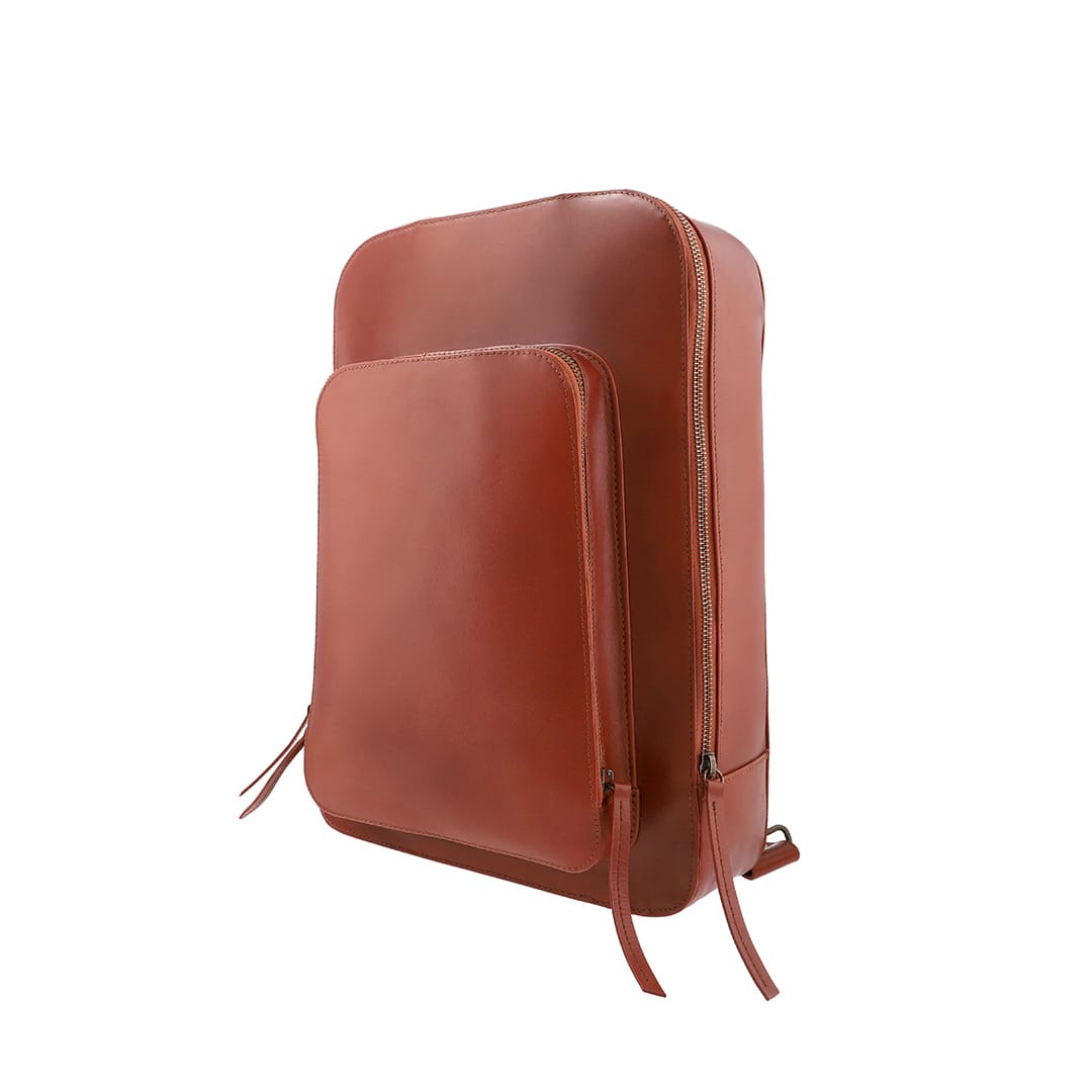 Dara Leather Double Zip Backpack – full grain nappa leather backpack
