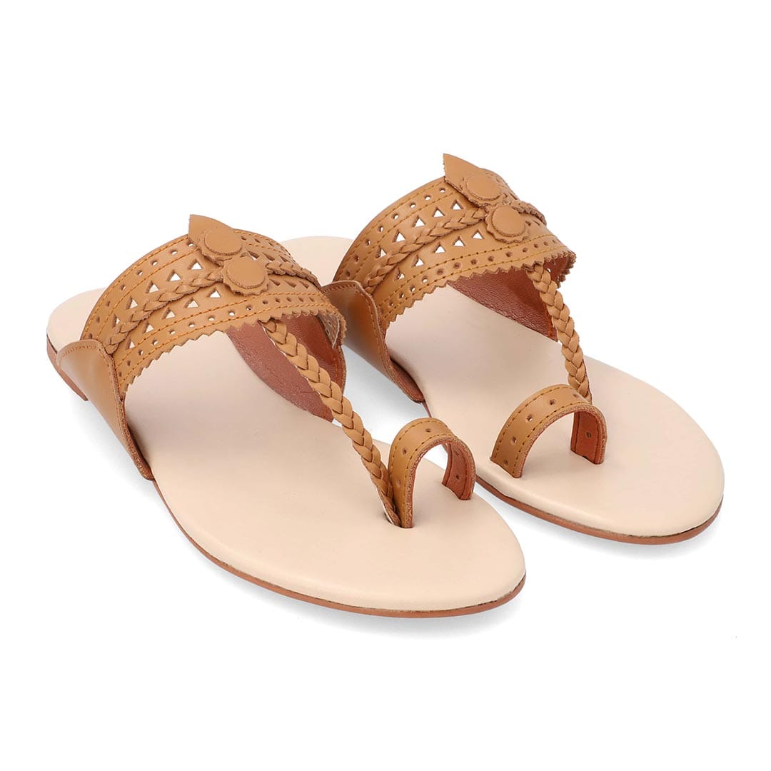 Dilara Tan Kolhapuri Sandal – tan leather Kolhapuri with leather sole