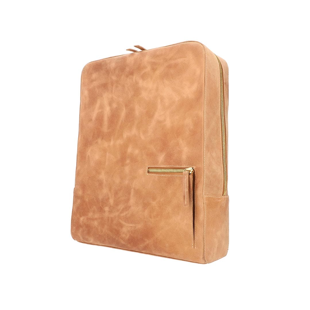Hazel Leather Single Zip Backpack – premium nappa leather backpack