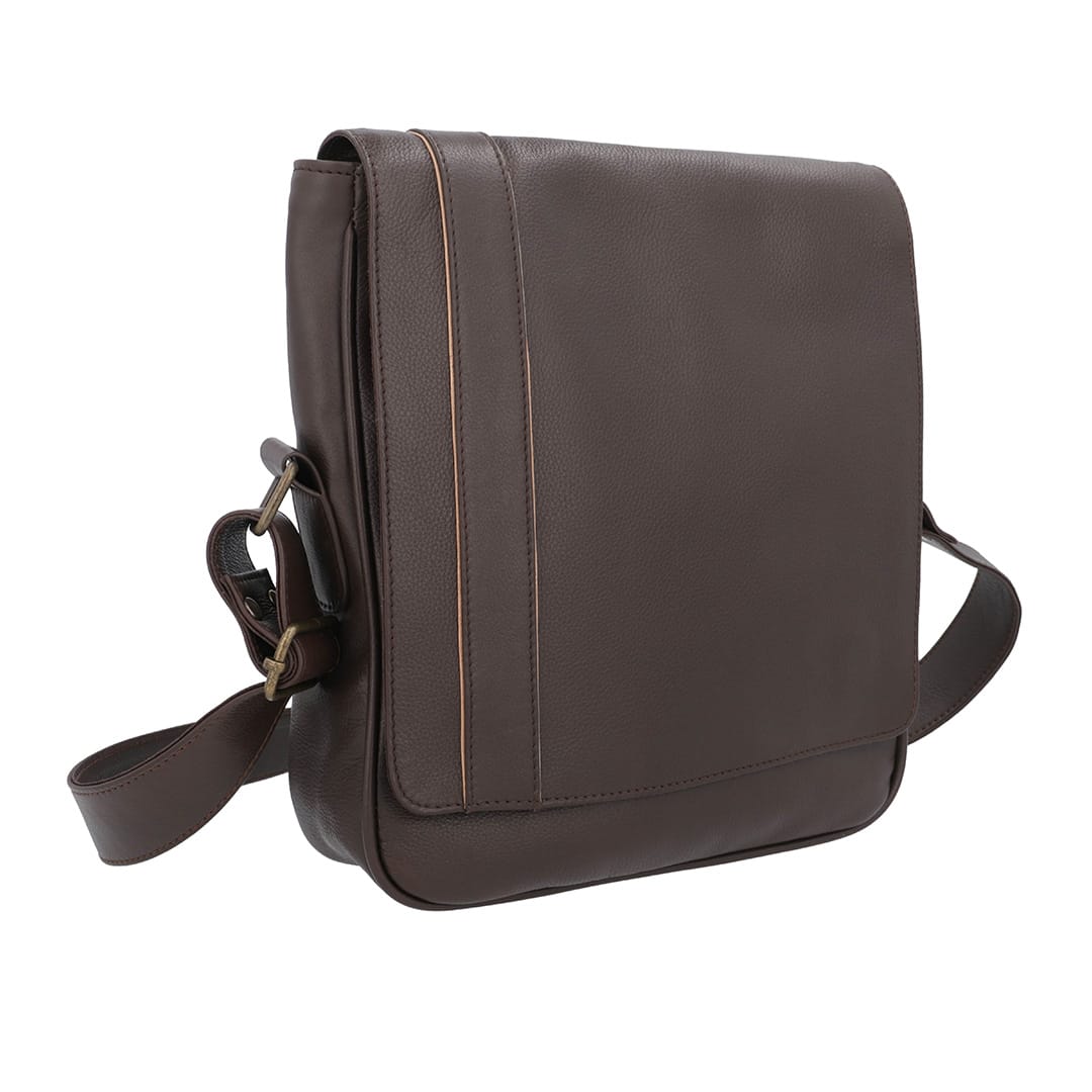 Indigo Leather Conductor Bag – measuring 28 cm × 24 cm (H × W)