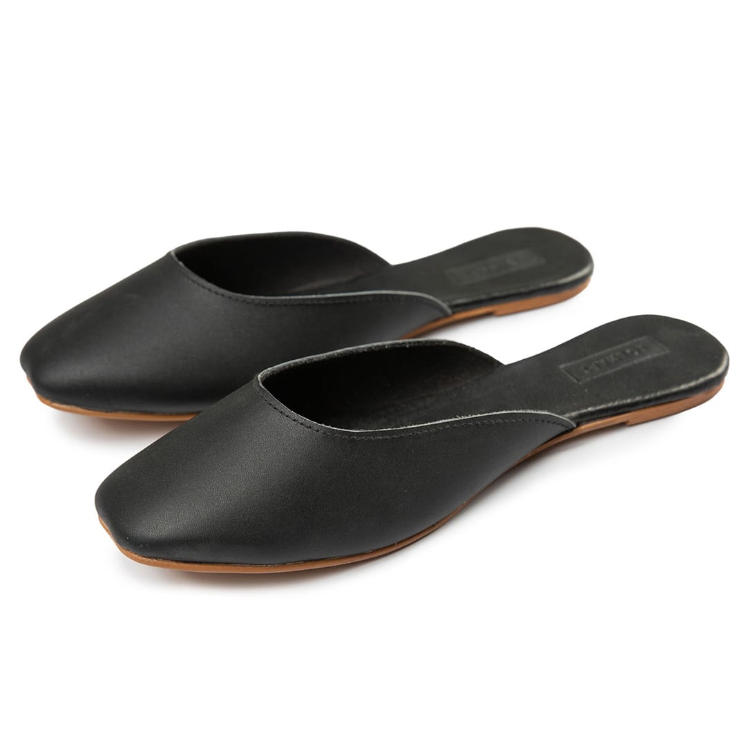 Isla Black Leather Mule – for casual, smart casual, everyday wear