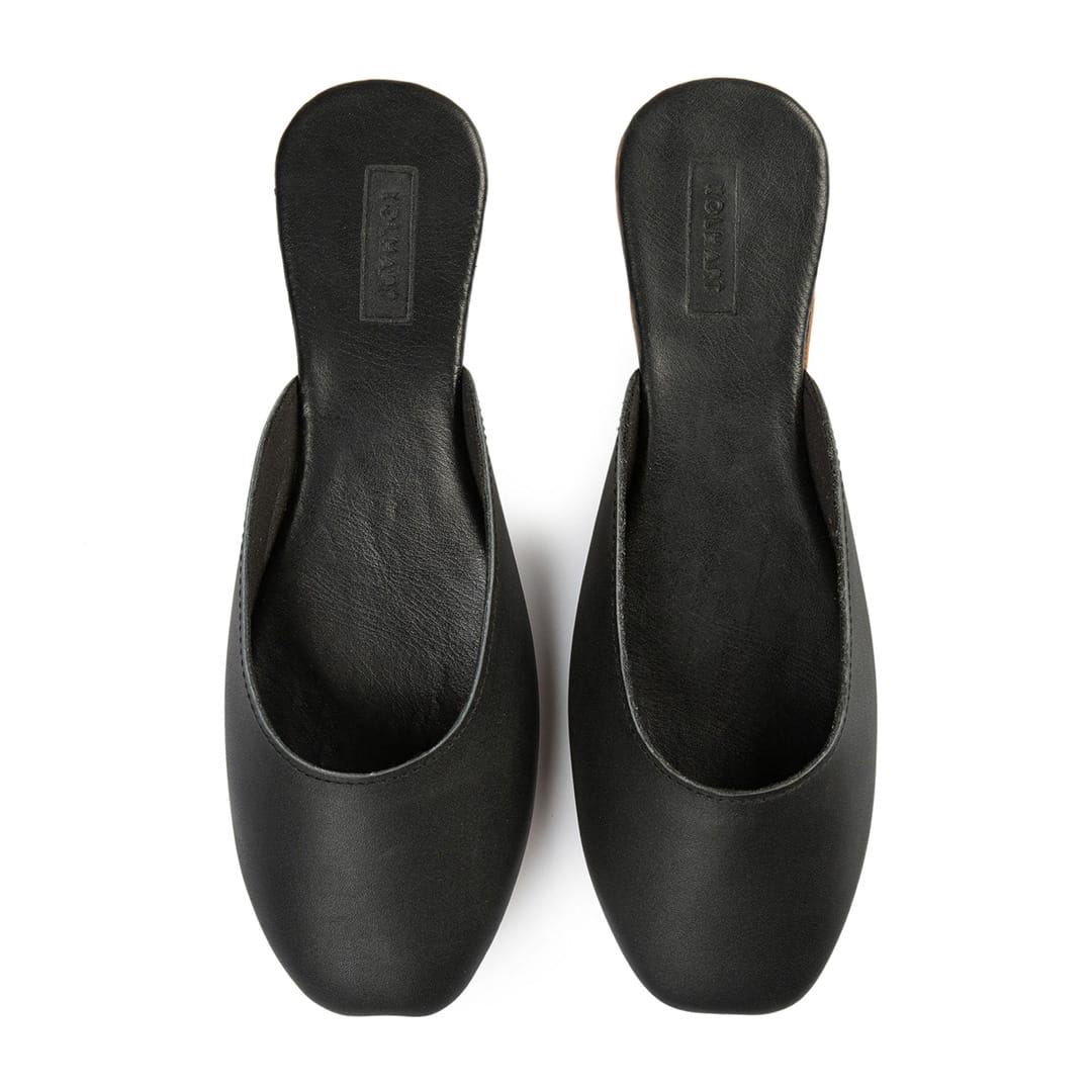 Isla Black Leather Mule – available in UK sizes 6–13