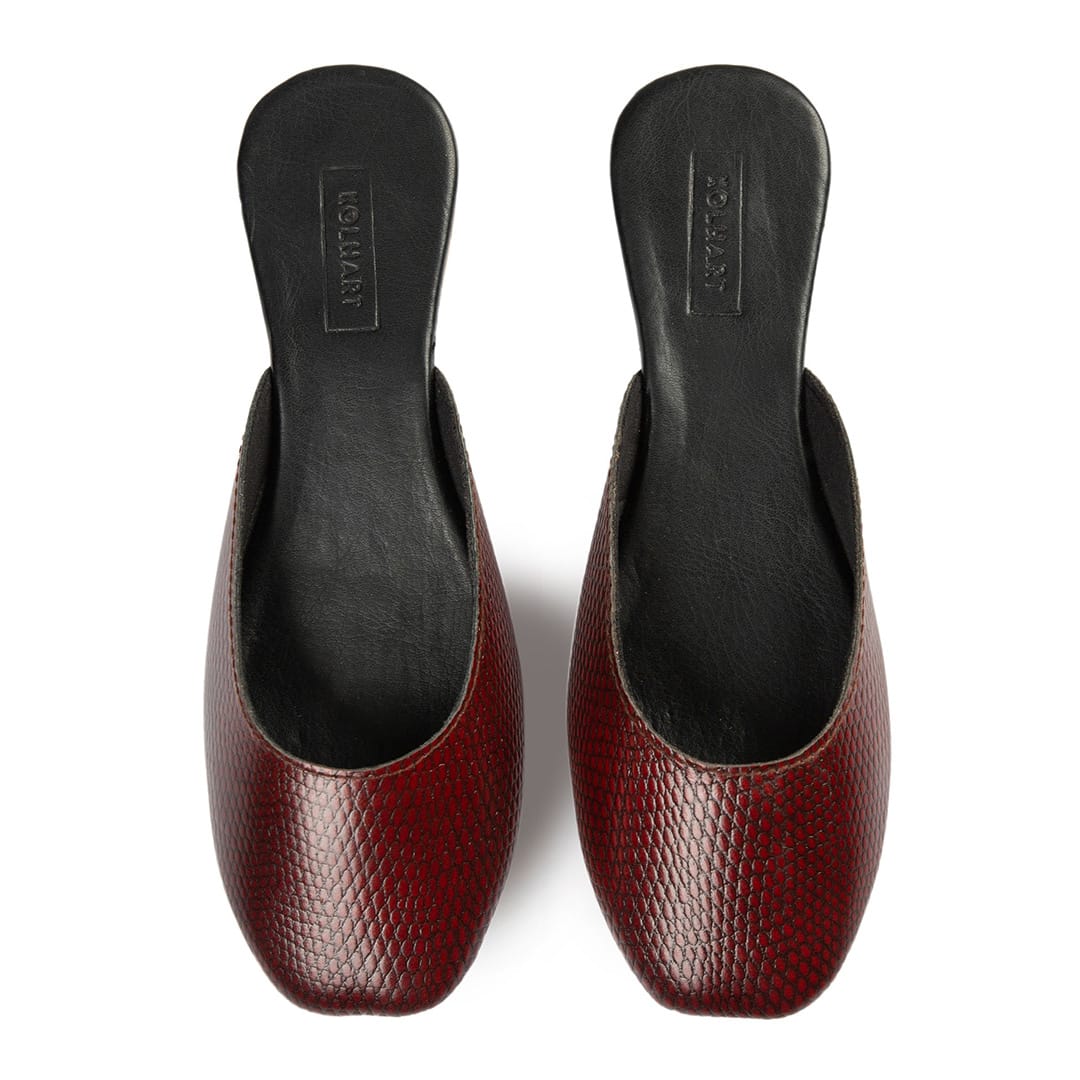Kabir Maroon Leather Mule – leather and rubber sole