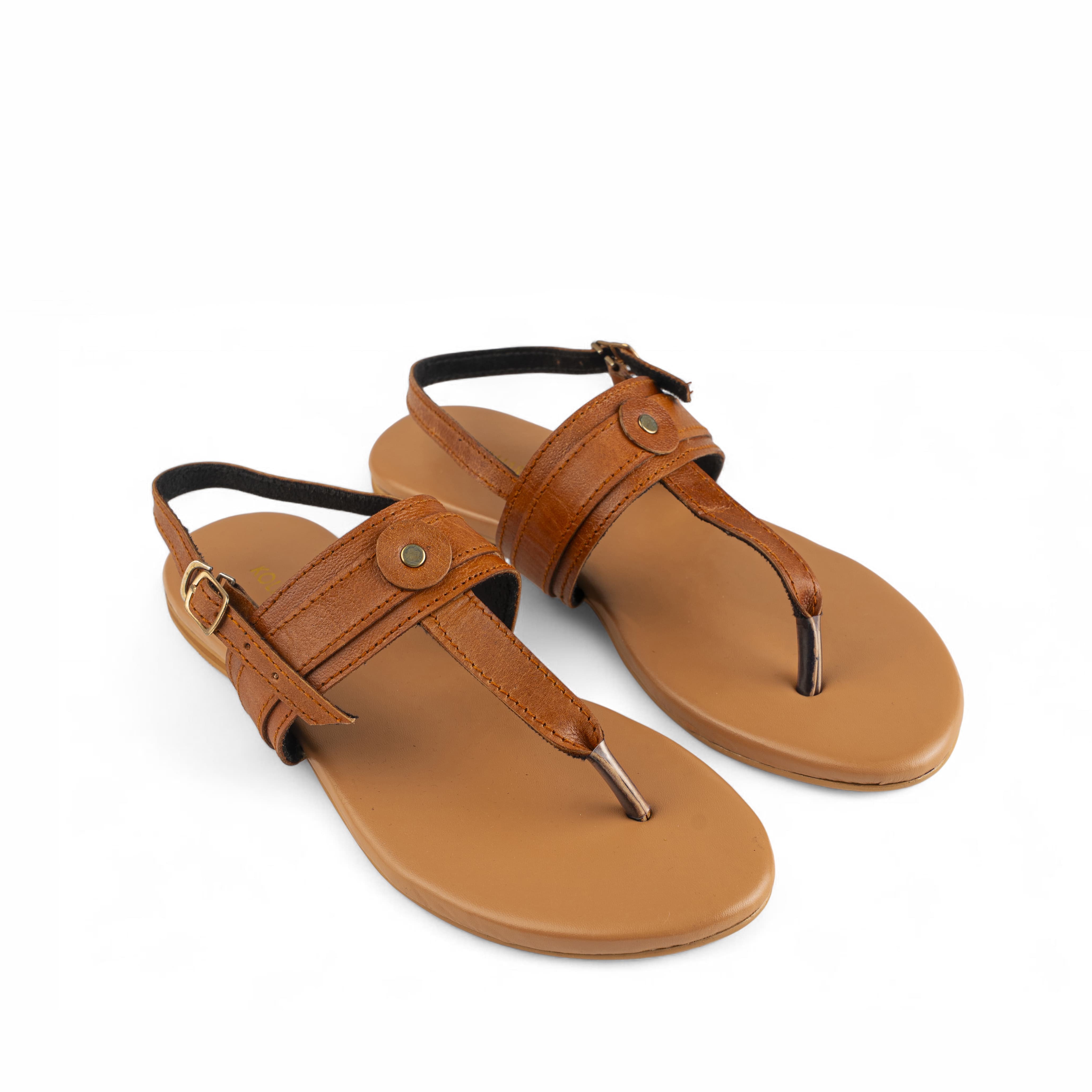 Kabir Tan Leather Sandal – leather and rubber sole