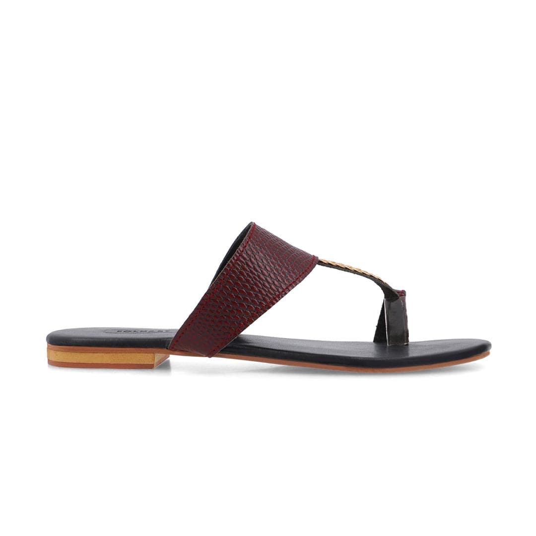 Karis Maroon Kolhapuri Sandal – The Leather Factor