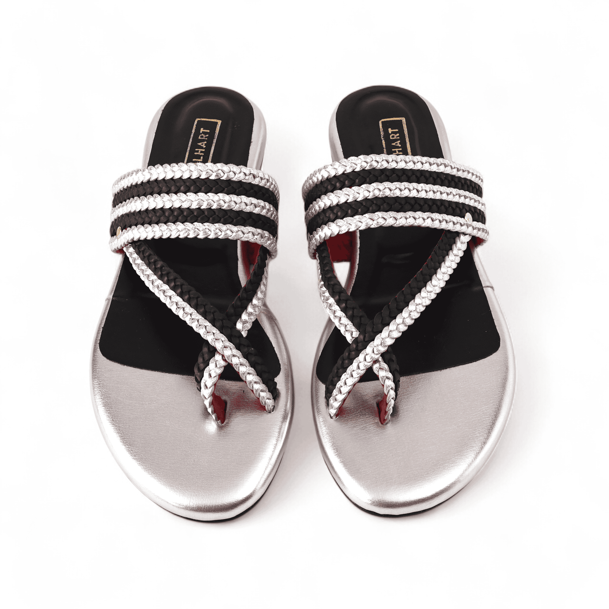 Meera Black Braided Leather Sandal – for casual, holiday, festive wear