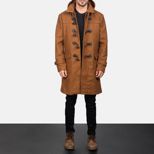Dakus Khaki Leather Hooded Coat Jacket