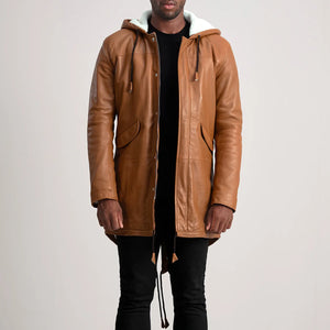 Damon Tan Leather Parka Jacket