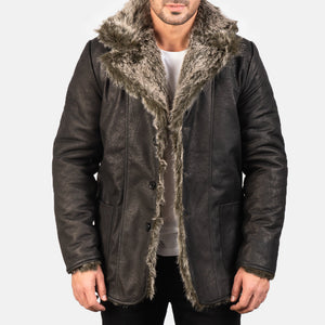 Risel Black Leather Coat Jacket