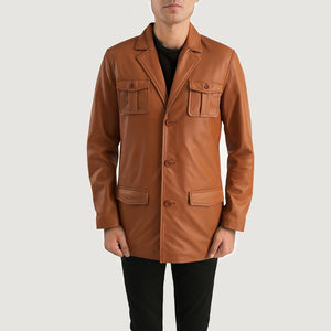 Riker Brown Leather Blazer Jacket