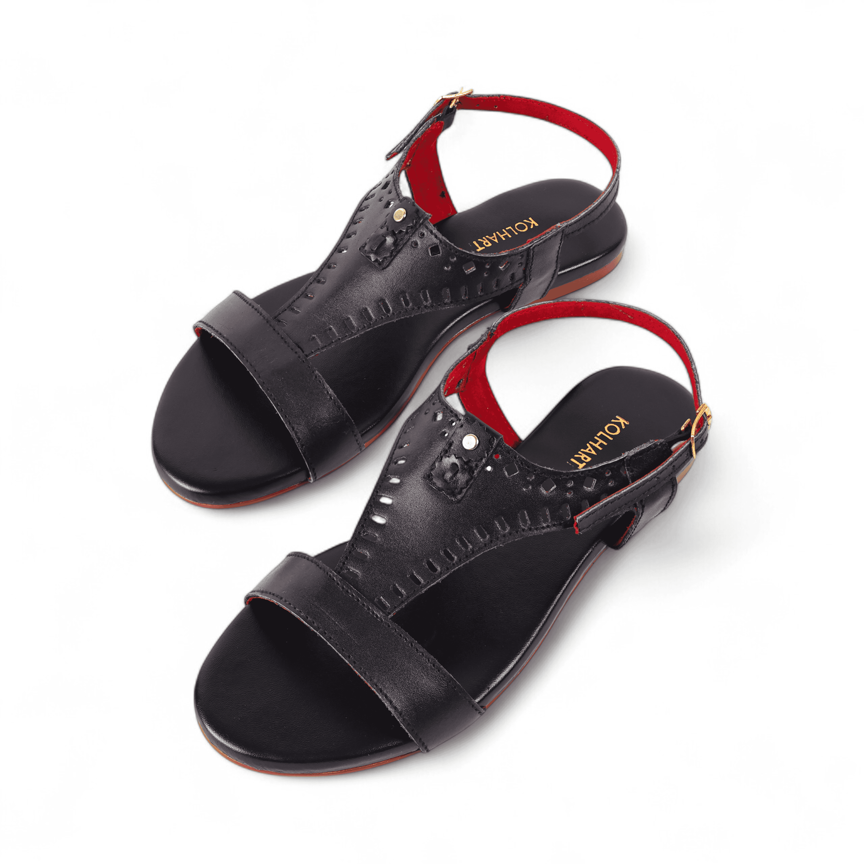 Murad Black Leather Gladiator Sandal – leather and rubber sole