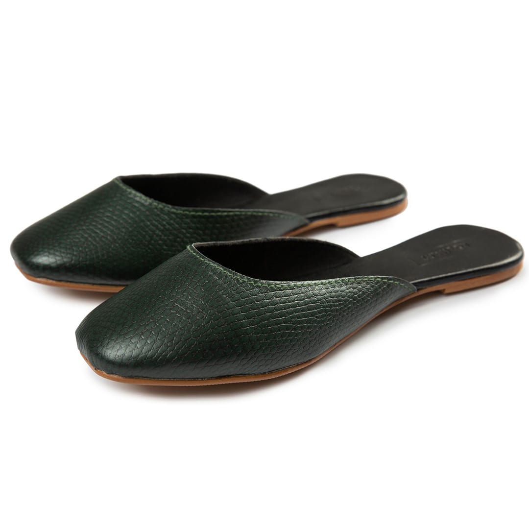 Omar Green Leather Mule – for casual, holiday, everyday wear