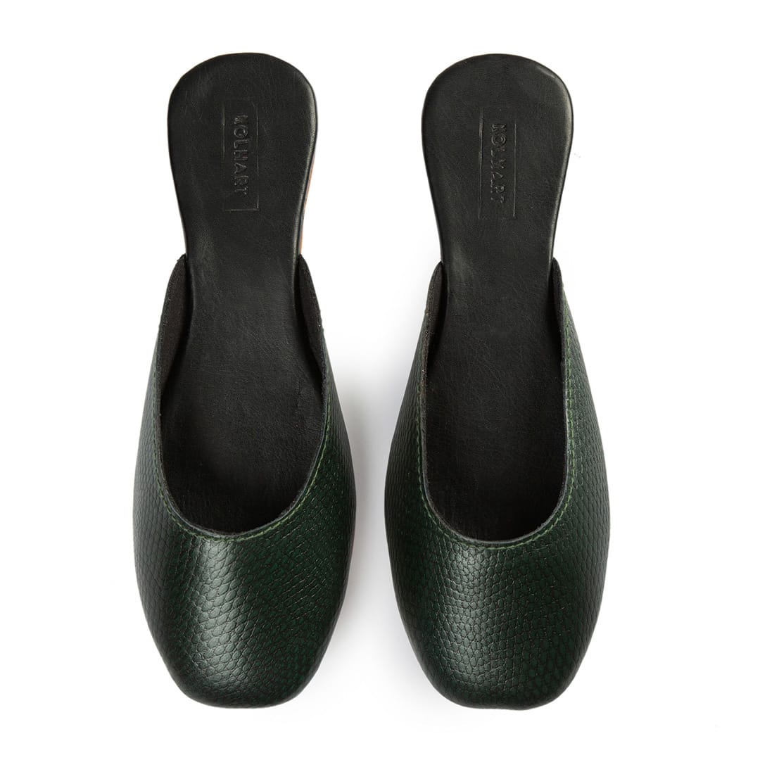 Omar Green Leather Mule – available in UK sizes 6–13