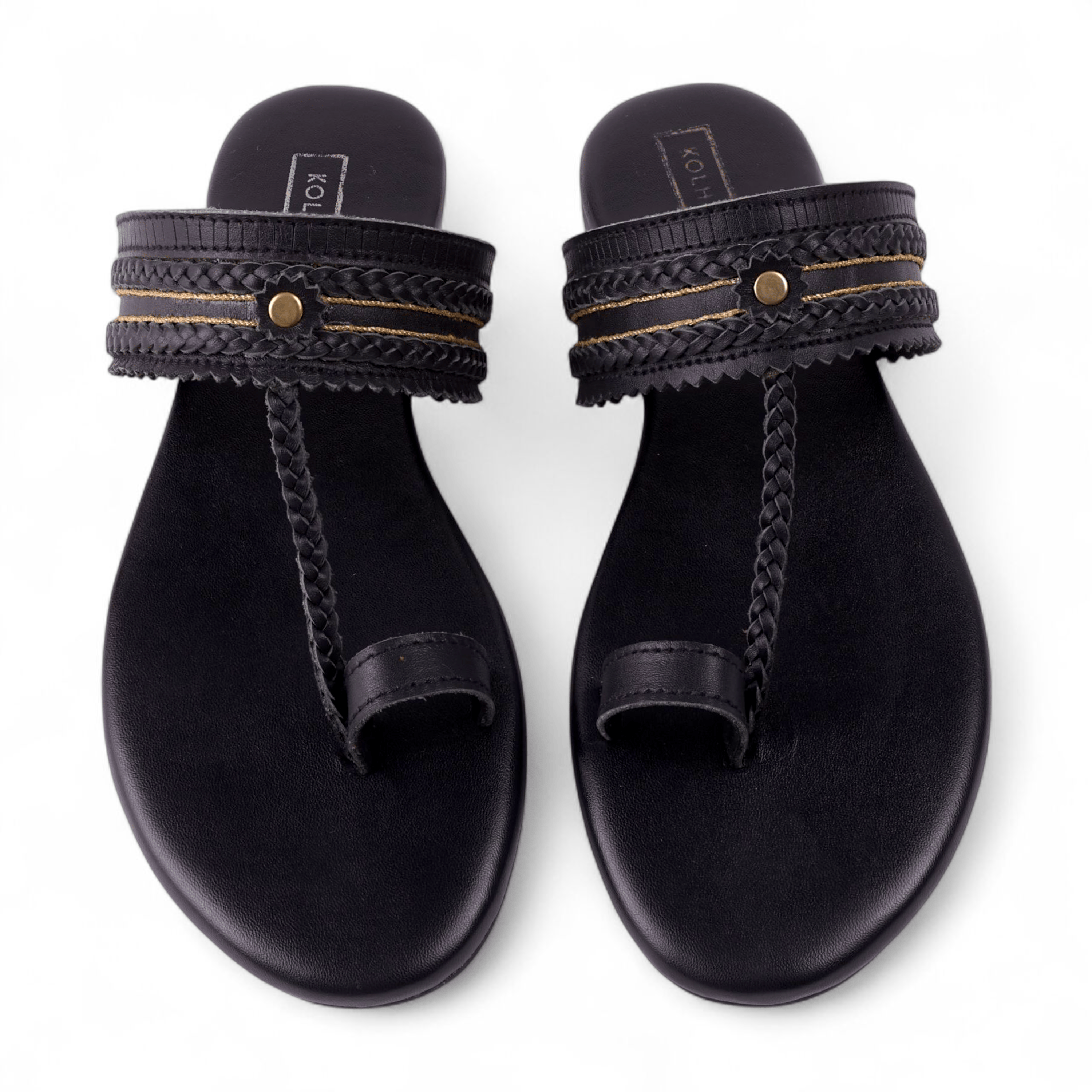 Sable Black Leather Kolhapuri Sandal – for casual, everyday, festive wear
