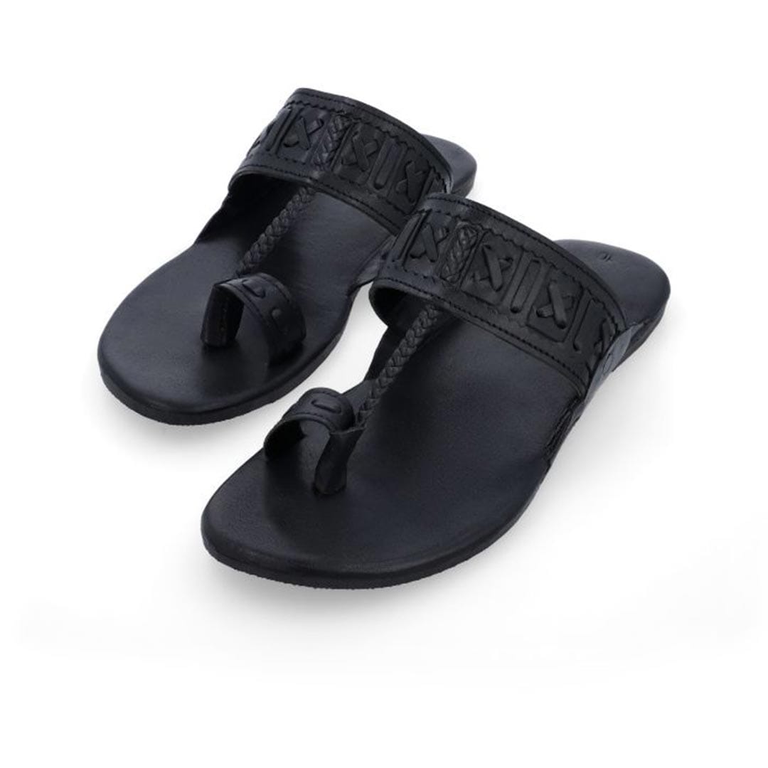 Saffron Kolhapuri Sandal – leather sole